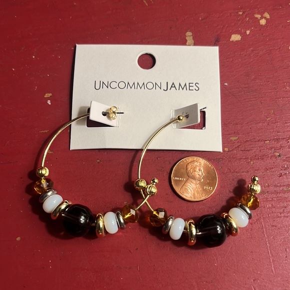 Uncommon James Gold and Black Hoop Earrings - Picture 5 of 7